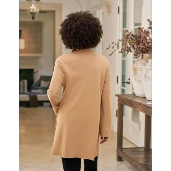 Frank & Eileen Belfast Sweatshirt Trench Coat Camel Triple Fleece Large FLAW - Picture 3 of 14